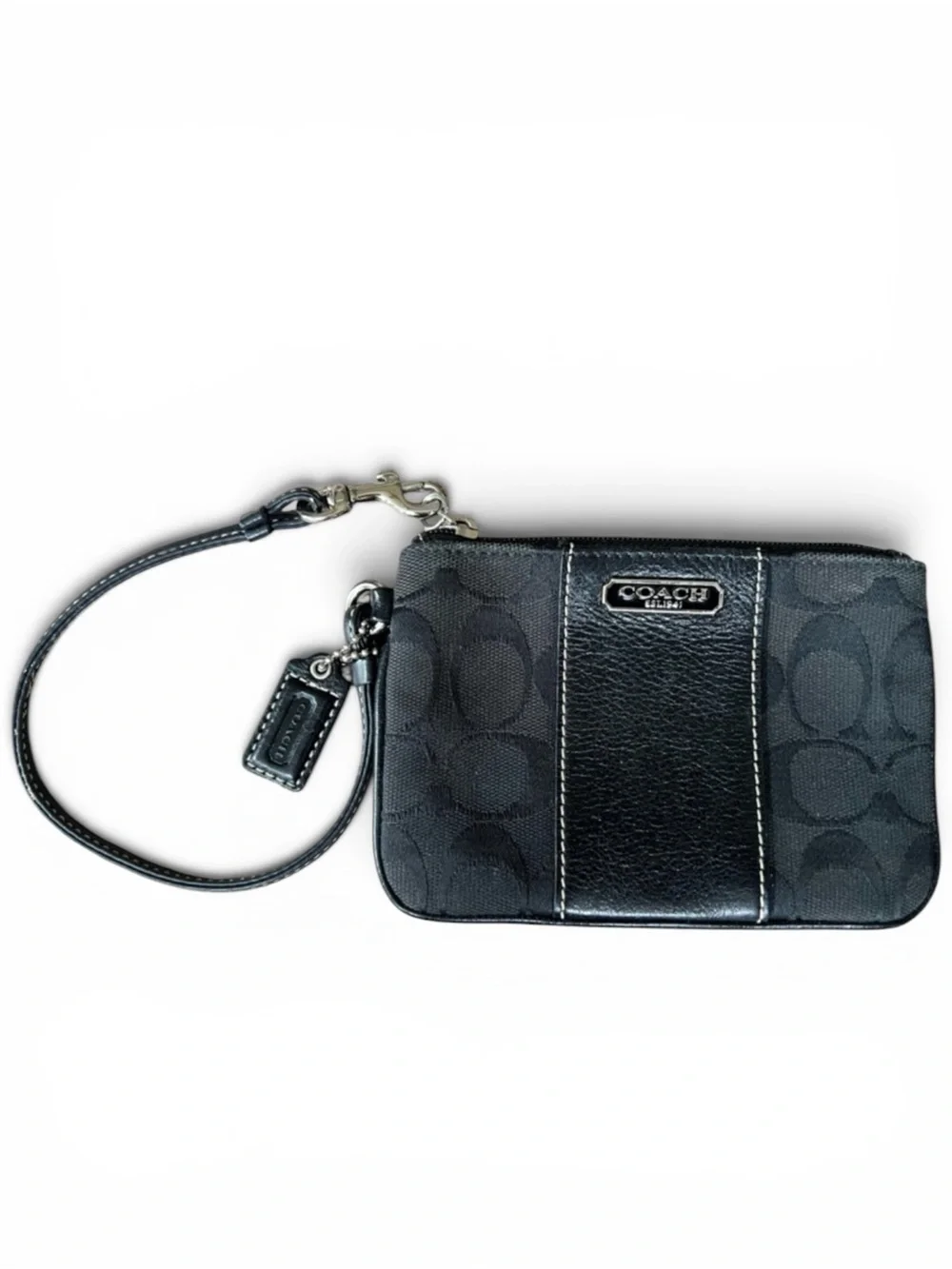 Coach Vintage Signature Jacquard Corner Zip Wristlet